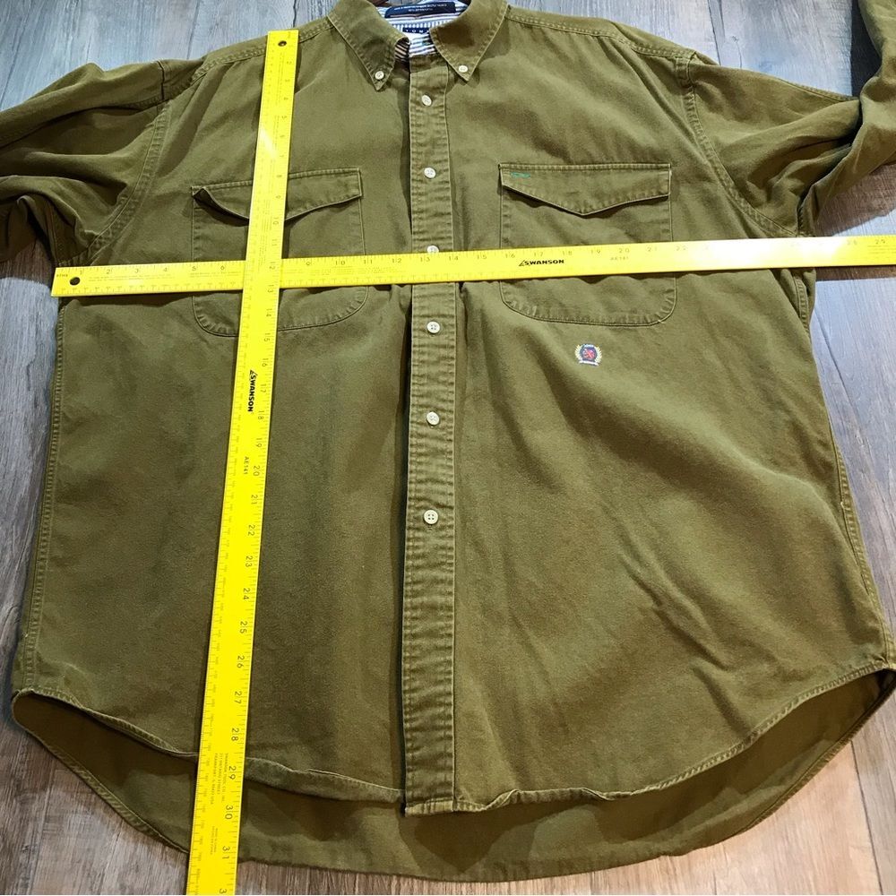 Tommy Hilfiger Mens Long Sleeve Button Up Cotton Khaki Shirt Sz XL - Picture 8 of 13